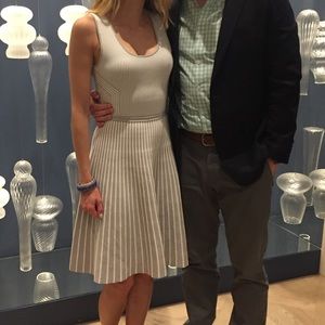 Gray & white fit & flare knit dress